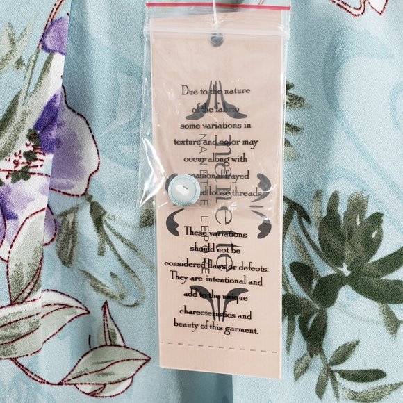 Nanette Lepore Aqua Floral LS Tie Neck Aqua Tiered Dress, 8 - Picture 10 of 12